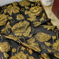 Yellow Flower Oil Painting Style Jacquard Fabric French Style Dress Shirt Tote Bag Decorative Sewing Fabric