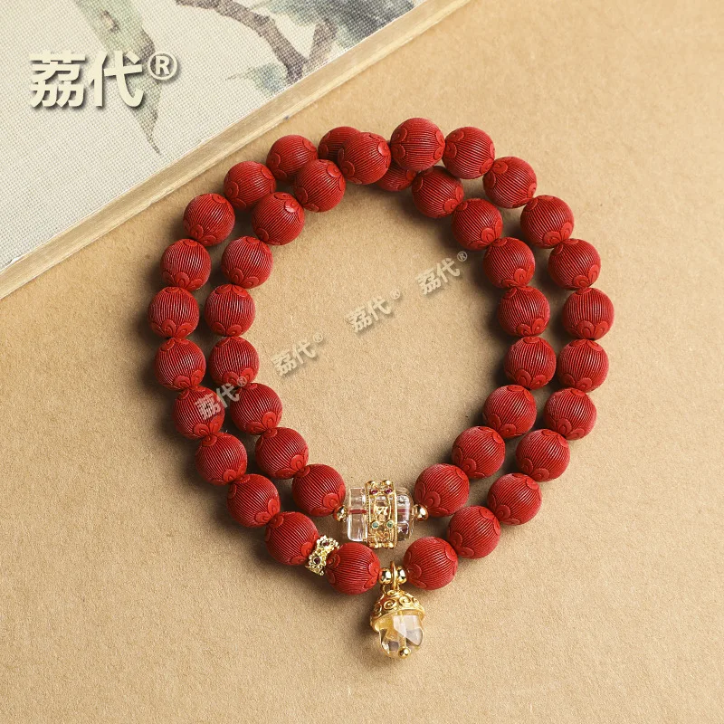 

Браслет с двойным кругом из бисера с высоким содержанием летающего песка и натуральным белым серебром S925