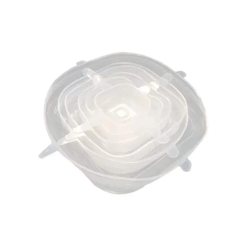 

Square Silicone Fresh-keeping Cover Clear Plastic Wrap Plate Fruit Vegetable Refrigerator Food Preservation Set Multidimension