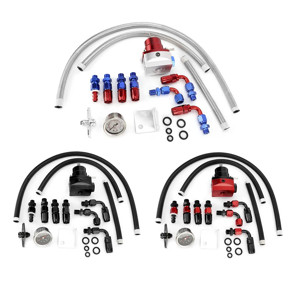 Image of Universeller einstellbarer Kraftstoffdruckregler, Kraftstoffdruckregler, einstellbares Auto-Kraftstoffdruckregler-Set mit Messgerät, 100 PSI