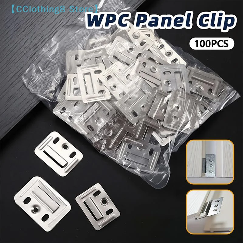 100 clips metálicos para paneles de pared WPC, clip para revestimiento acanalado de pared y techo WPC, solo para interiores y exteriores 【AliS8】