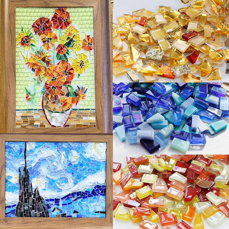 100g Przezroczyste szklane płytki mozaikowe Wielokolorowy kawałek mozaiki DIY Mozaika do robienia kamieni dla rzemiosła Hobby Arts Dekoracja ścienna domu arte