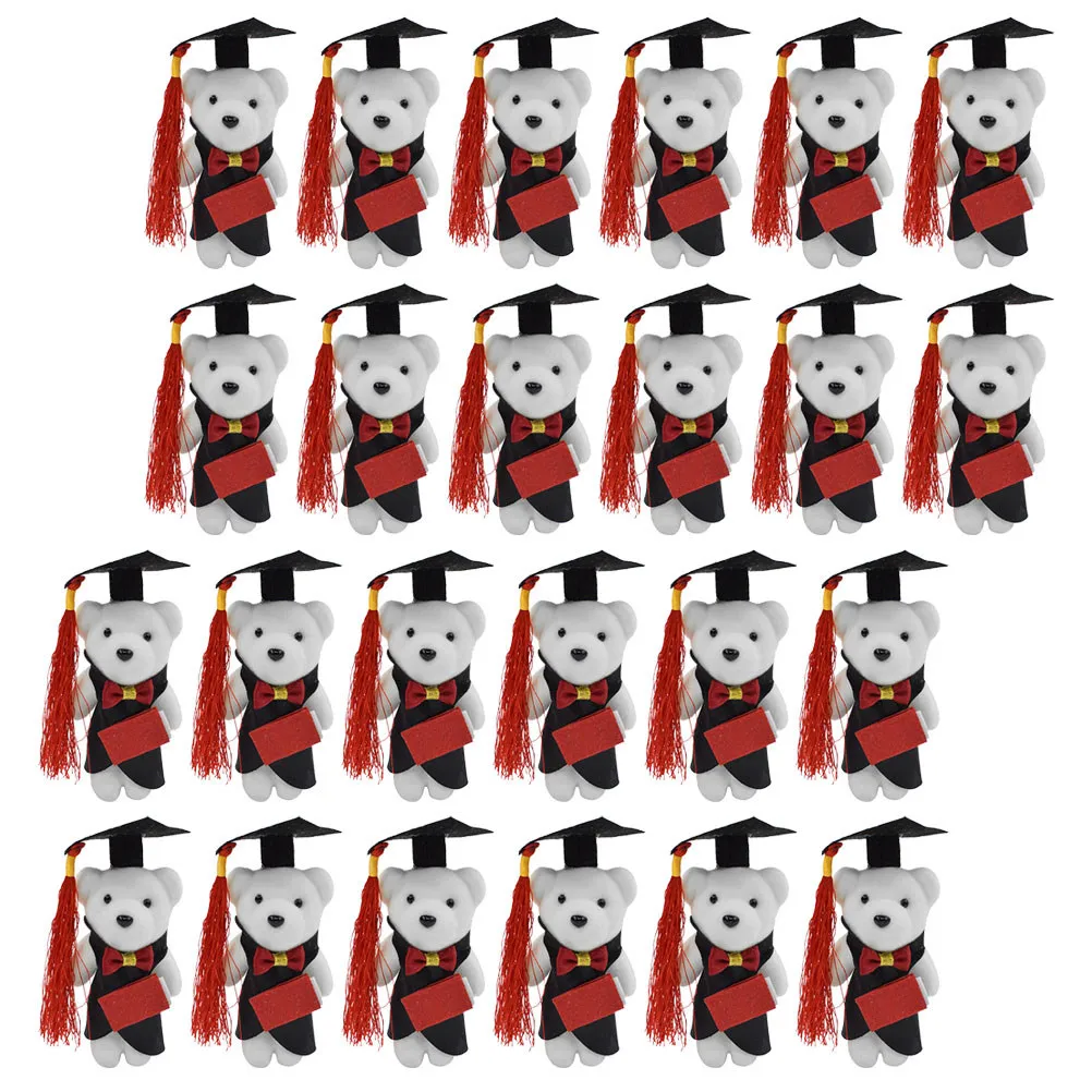 

24Pcs Graduation Gifts Mini Bear Bouquet Ornaments Soft Decorative Accessories for Party Car Home Office DIY Photo Props 2023