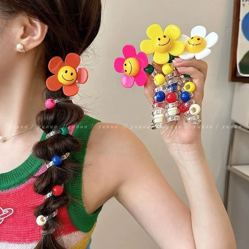 Vigorous Girl~Cute Beaded Horse Tail Weaving Hair Tool Summer Phone Line Hair Loop Headrope 2024 New Super Immortal