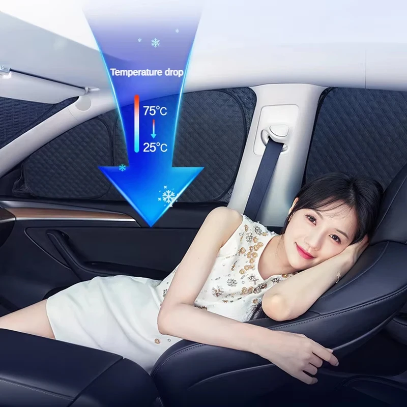 Upgraded Side Window Privacy Trim Sunshade For Tesla NEW Model YL Launch 2026 Front Rear Windshield Sun Visor Camping Accessorie