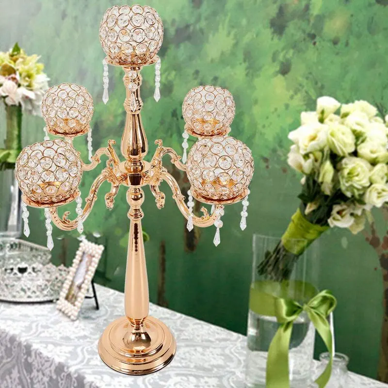 Large Wedding Decoration Supplies Candlestick 12 Heads Candelabra Centerpieces Tall Candle Holder Gold Wedding Stage 2024