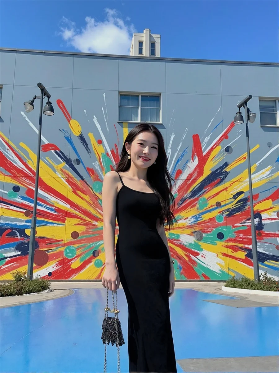 فساتين نسائية تتجه فستان طويل غمد طول الكاحل فتحة جانبية فتحة عالية انقسام انقطاع انقطاع ثقوب مجوفة #1