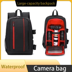 JINNUOLANG Unisex Photograph Waterproof Backpack Camera Shoulders Bags Nylon Case Fit 15.6'' Laptop Travel Outdoor DSLR Mochila