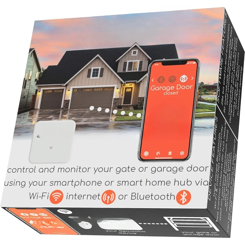 2 WiFi and Bluetooth Smart Garage Door opener  With sensor and power adapter.