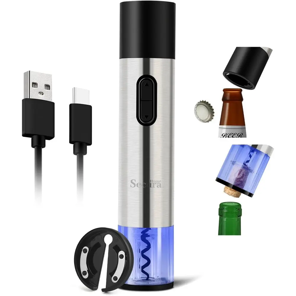 

Electric Wine Bottle Opener and Corkscrew, Rechargeable Automatic, Oil Cutter, One-Touch Wine Opener for Kitchen Party Wedding