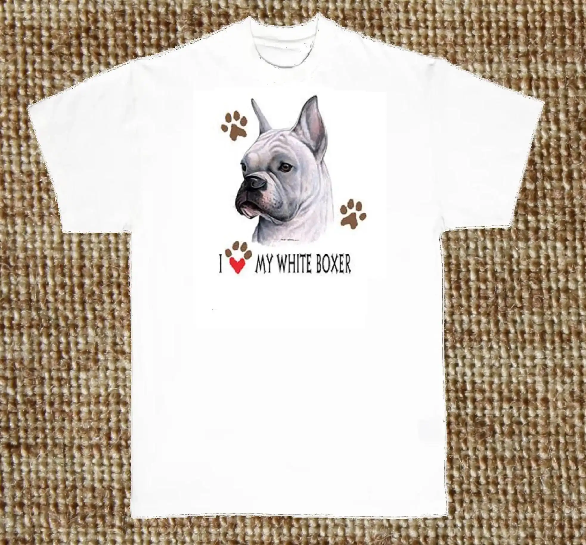 

White Boxer Dog T Shirt I Love My SweaT Available On Request 817g