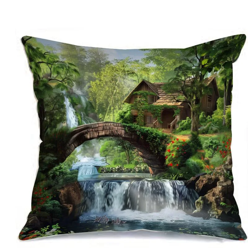 Pillow cover 45x45 Pillow cases 45x45 Waterfall Cabin Decor Cushion Cover Sofa Bedroom Car Cover