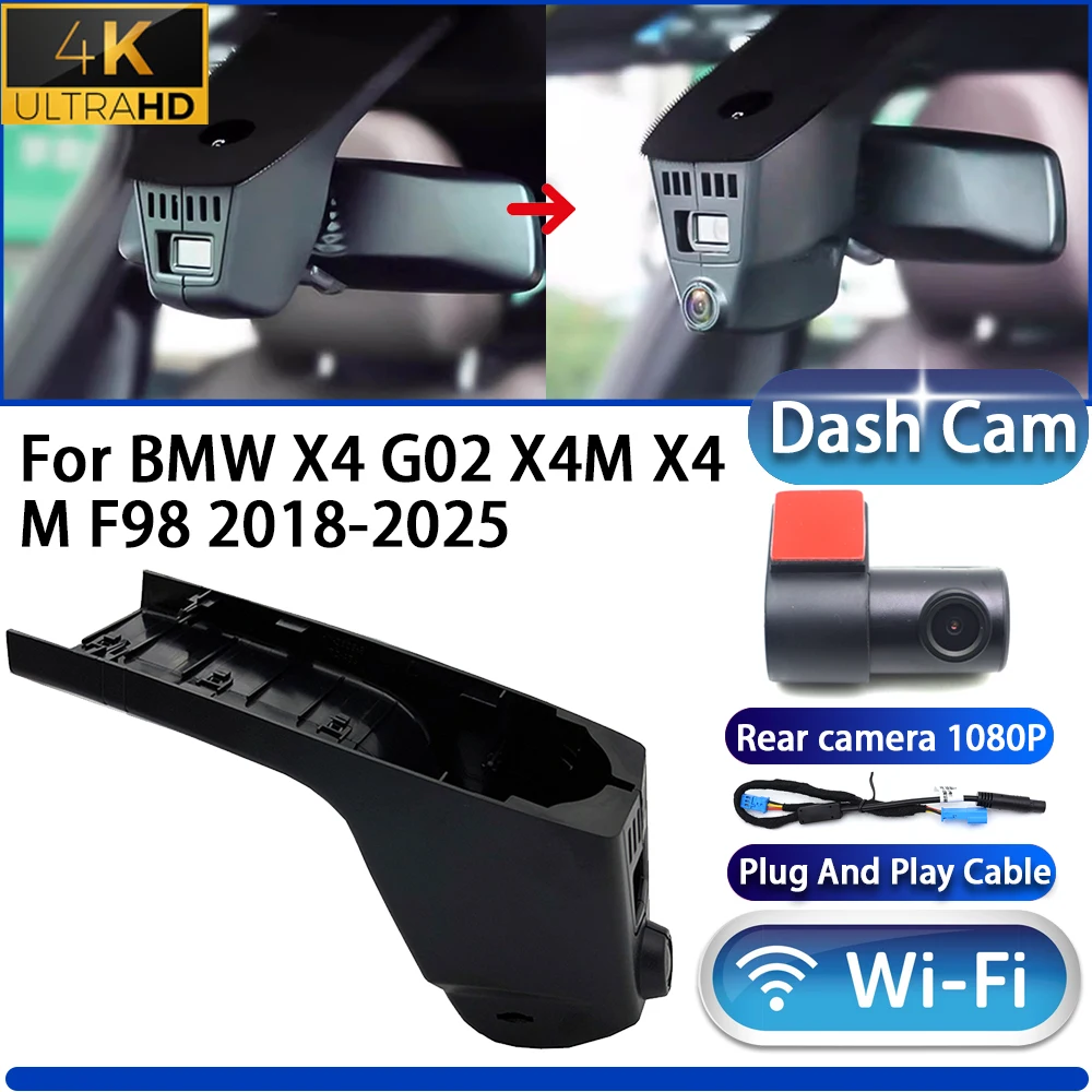

HighCity For BMW X4 G02 X4M X4 M F98 2018-2025 Dash Cam Camera DVR 4K UHD Night Vision Wifi Plug And Play Video Recorder