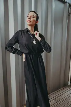 שמלת ג'ינס MIDI מסדרת 1975 אביב 2025 חדשה של ETJ עם רוכסן צד בדש, שמלה צמודה ואלגנטית, מותן מקומטת ואופנתית 8 best sales שמלות דמין - №4