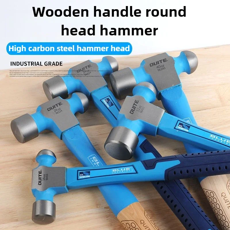 

Wooden Handle Hammer Round Headed Hammer Heavy-duty Multi-purpose Construction Hammers Carbon Steel Wall Demolition Hand Tools