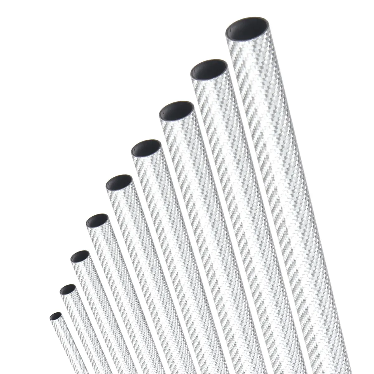 2Pcs Color Carbon Fiber Tube 3K Glossy Surface 1000mm Length Blue Red Silver Color Various Sizes