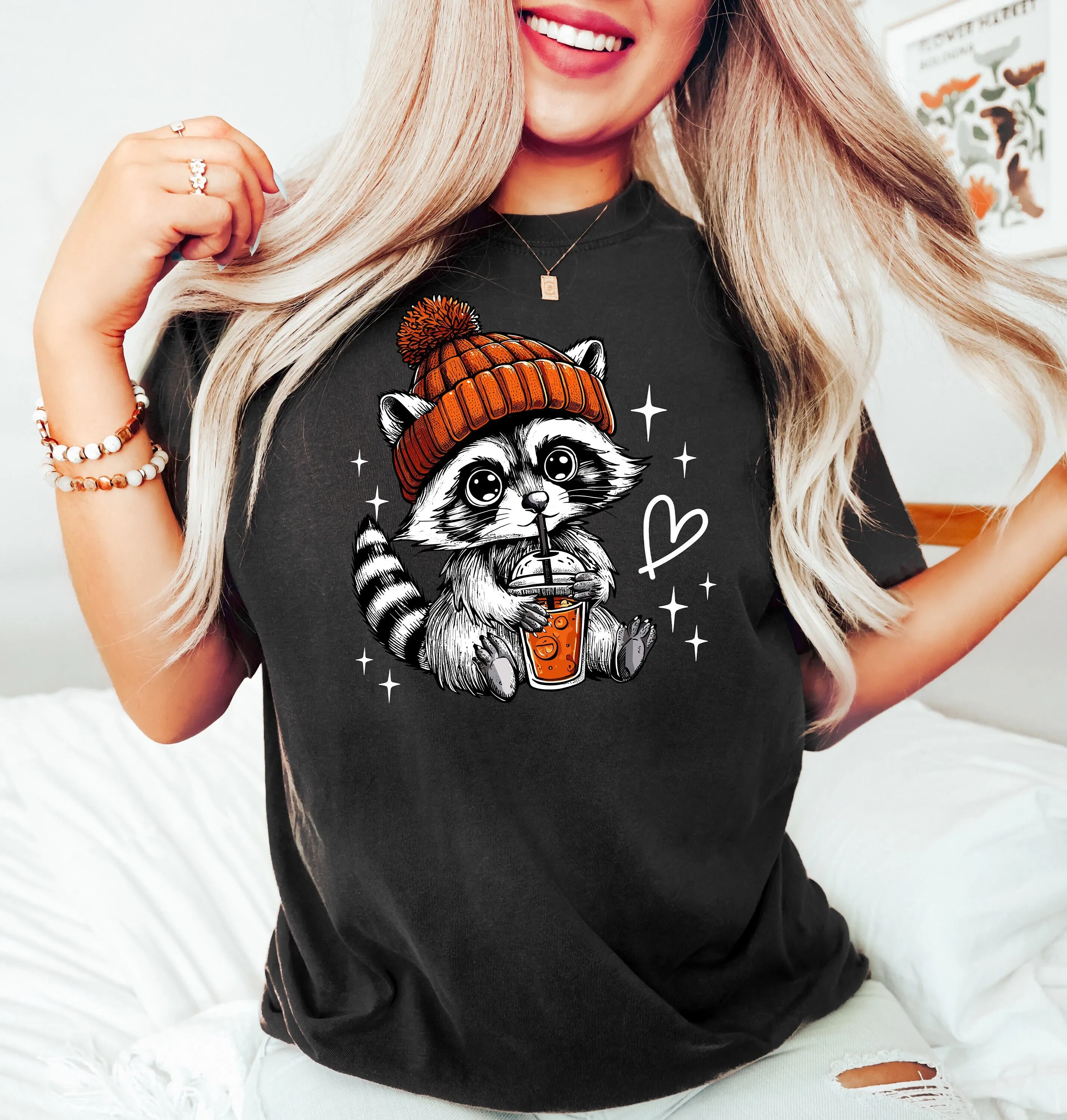 Feral Raccoon Iced Coffee T Shirt Fall Meme Mom Lover