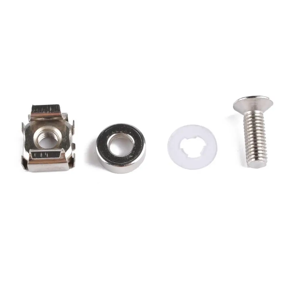 M6x16 Cage Square Nuts and Screws Silver Metal Rack Mount Hardware Set for Server Cabinet and Network Equipment