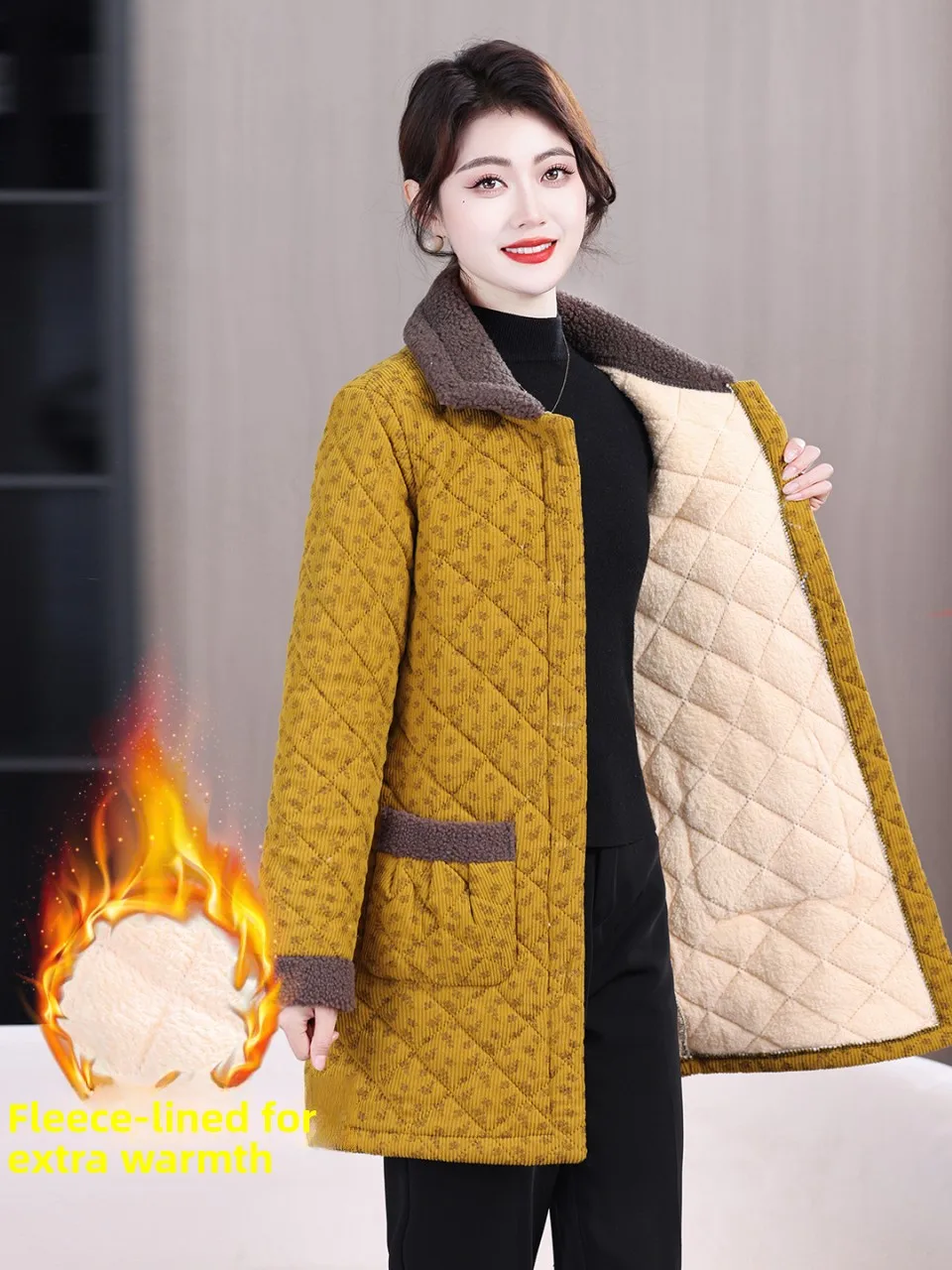 

Теплое хлопковое пальто для женщин больших размеров, 80% пуха, с длинным воротником, зимнее, комфортное, из вельбоа, средней длины, на одной пуговице