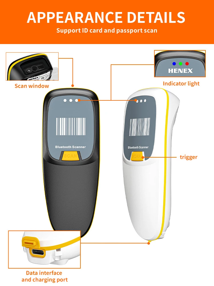 Bluetooth Barcode Scanner Wireless Handheld 1D 2D QR Bar Code Reader Mini Pocket NETUM c750 c740 c990 HBA-300R HBA-W6 Scanners