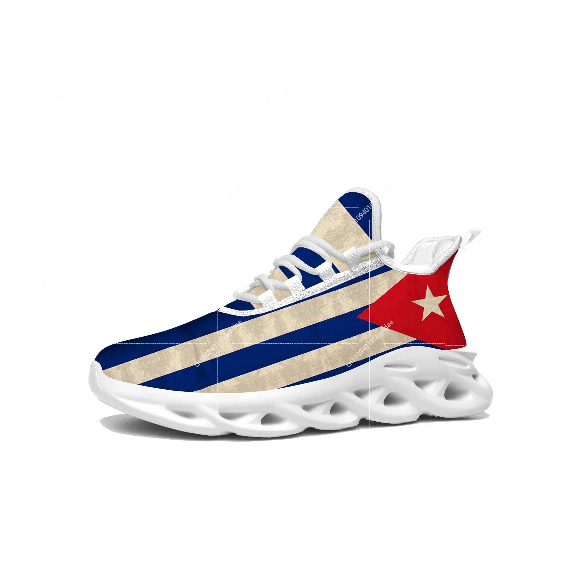 

Cuban Flag Flats Sneakers Mens Womens Cuba Pop Sports Running High Quality Sneaker Lace Up Mesh Footwear Tailor-made Shoe White