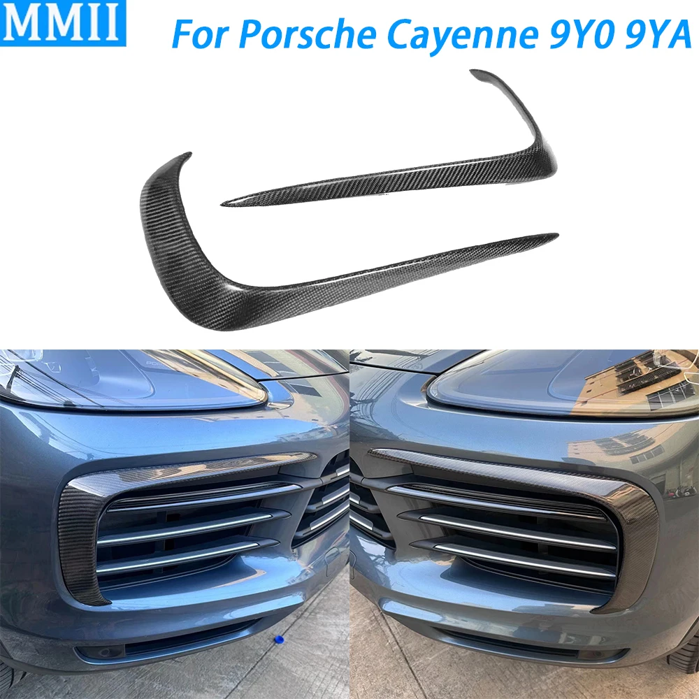 

For Porsche Cayenne 9Y0 9YA 2018-2023 Real Dry Carbon Fiber Front Bumper Lip Spoiler Trim Cover Car Retrofitting Accessories