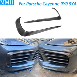 For Porsche Cayenne 9Y0 9YA 2018-2023 Real Dry Carbon Fiber Front Bumper Lip Spoiler Trim Cover Car Retrofitting Accessories