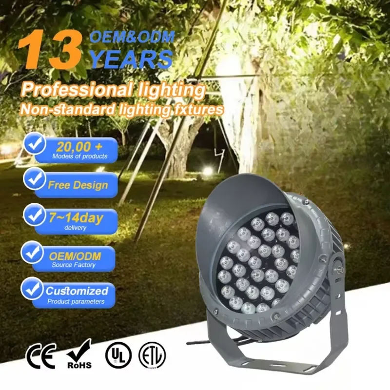 LED IP65 Outdoor Plug-In Light for Courtyard Landscape Lawn Tree Projection White Light DMX512 Mud Light for OEM Factory
