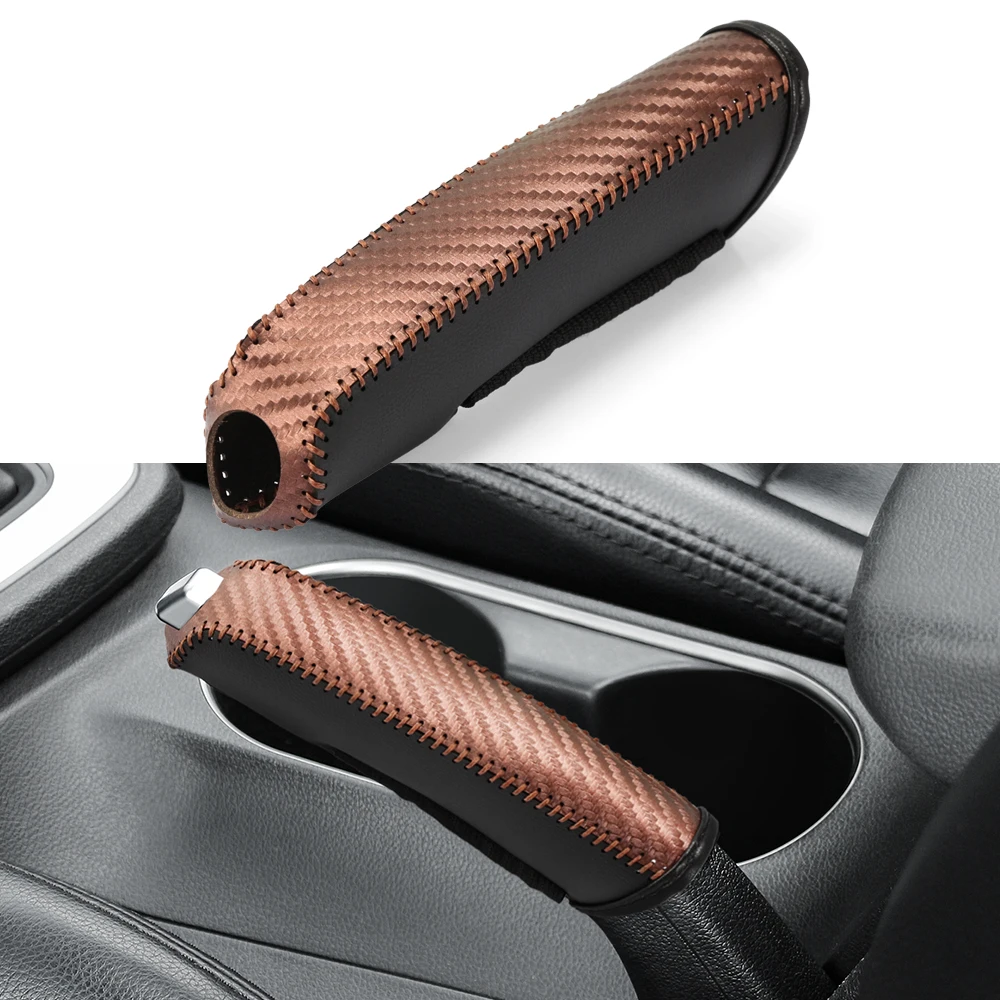 Hand Brake Set Universal Car Handbrake Sleeve PU Leather Cover Anti-Skid Auto Parking Brake