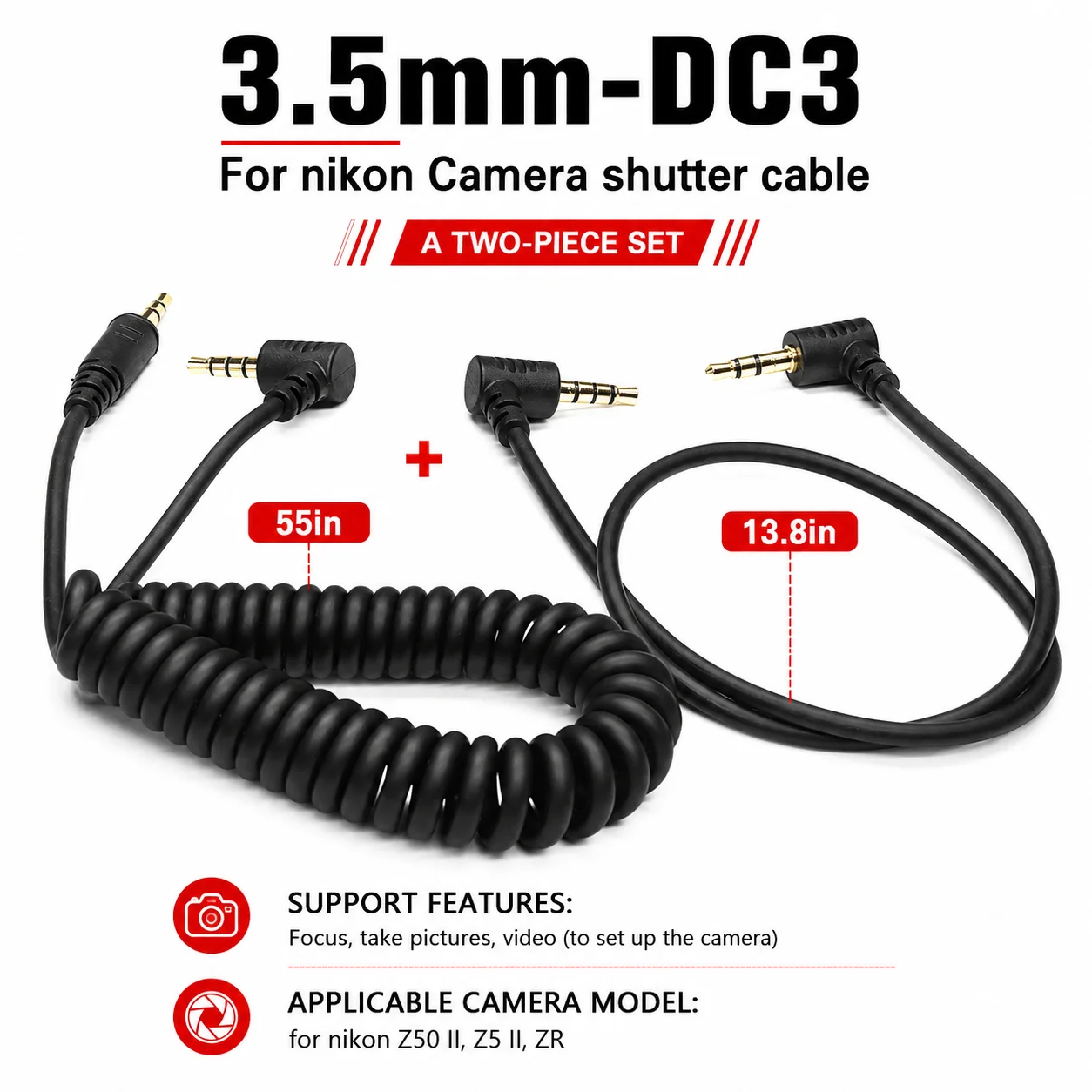 35mm-dc3-ニコンカメラ用シャッターリリースケーブル-z50-ii、z5-ii、zr接続ケーブル