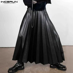 2023 Men Skirts Zipper Solid Loose Pleated Personality Casual Men's Bottoms Streetwear Fashion Unisex Skirts Pants S-5XL INCERUN