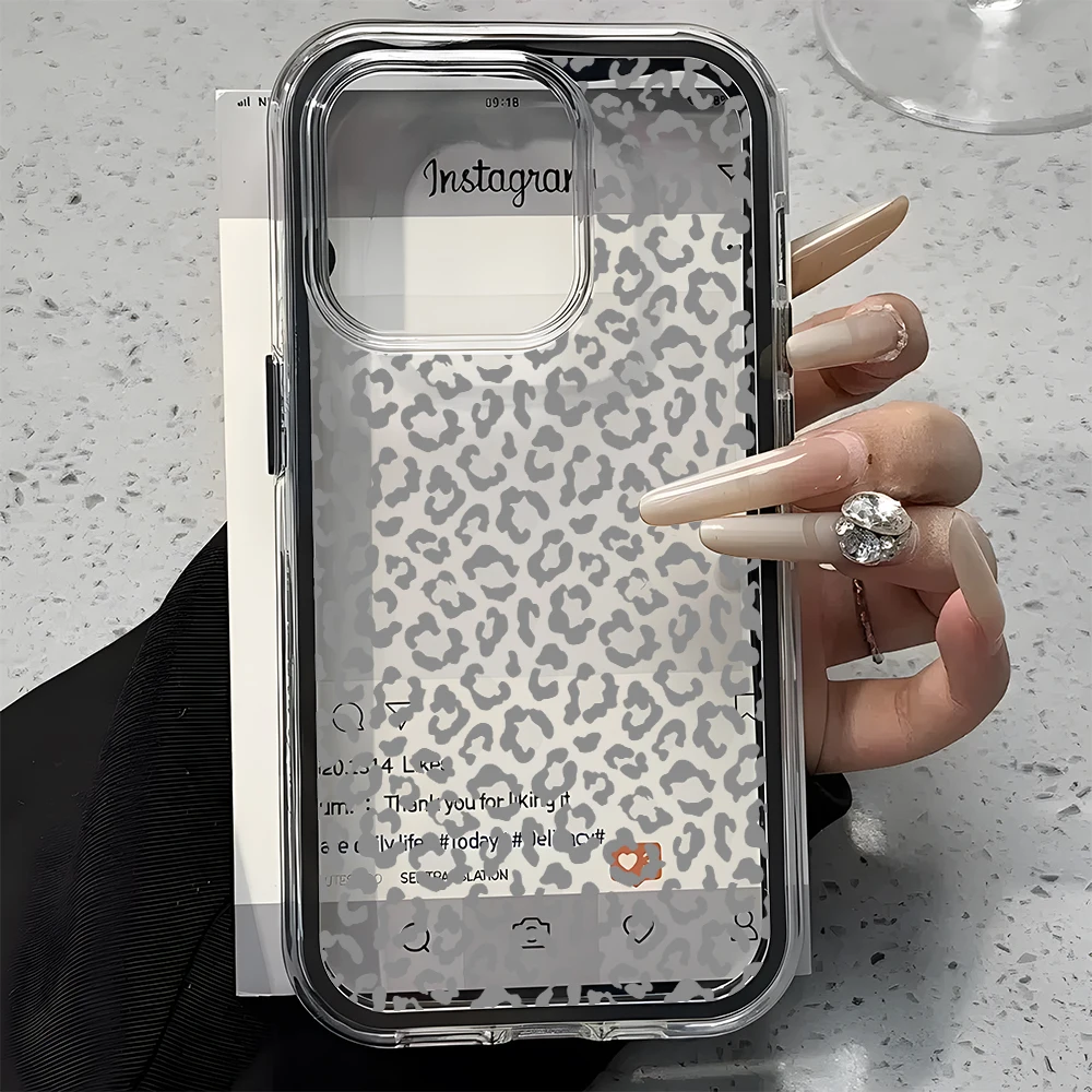 Leopard Print Pattern 2in1 Clear Phone Case For Samsung Galaxy S26 Ultra S25 S23 S24 S22 Plus A57 A37 A55 A54 A36 A35 A16 Cover