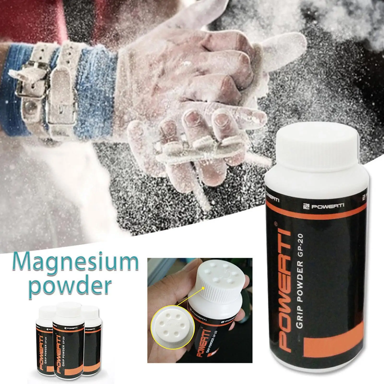 Weightlifting Chalk Grip Powder, Sweat Absorbing Magnesium Carbonate Non-Slip for Rope Training Sports Badminton Fitness Hiking