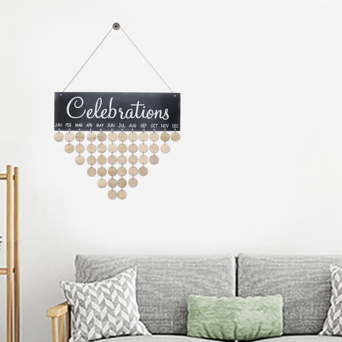 

40X12X0.5Cm Creative Wooden Calendar Hanging Board Birthday Reminder Home Decor Gift