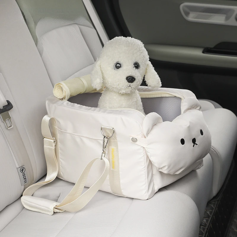 Dog Car Seat Cat Carrier Booster Seat on Armrest Travel Bags for Cats Dogs with Easy Carrying Strap Travel Car Carrier