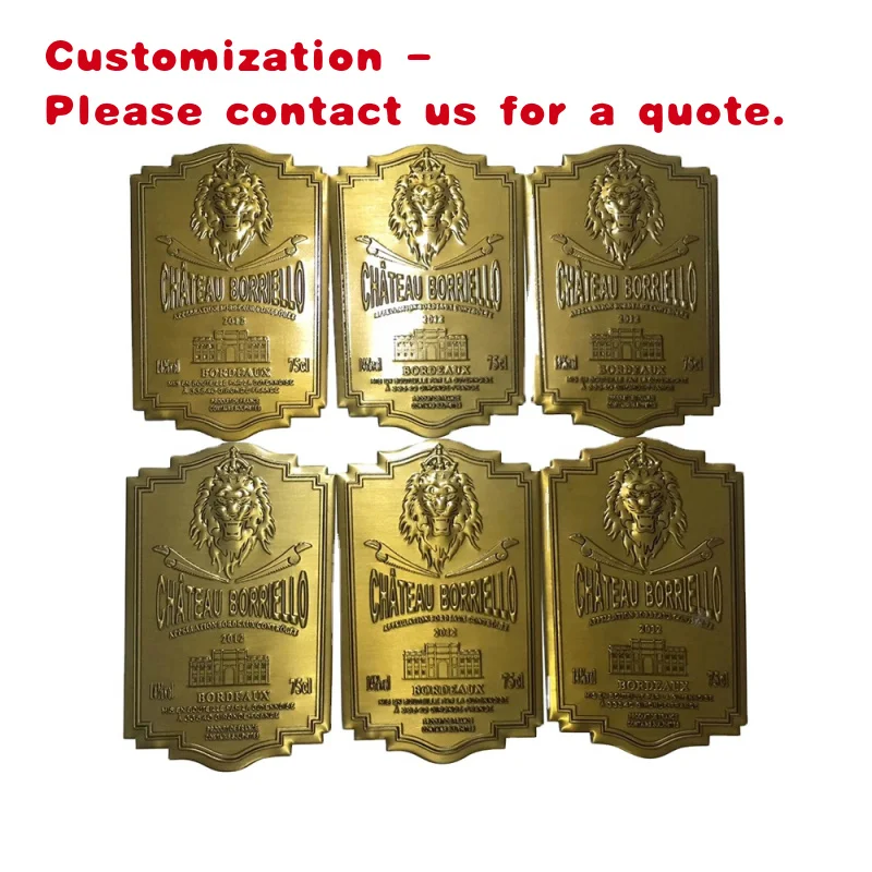 custom.Customized Aluminum Foil 3D Embossed Wine Label Wine Perfume Bottle Metal Crafts Stickers Wine Bottle