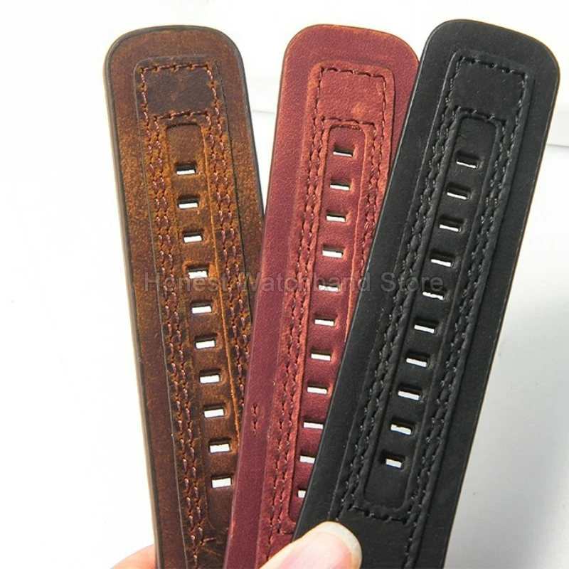 Pulseira de relógio de couro 28mm para SevenFriday B-01 P2 M3 Q1 Elasticidade respirável Resistente a manchas Pulseira de couro genuíno Bown Black