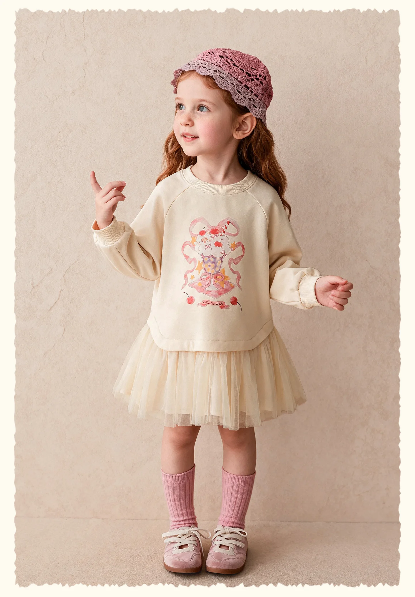 Amila 2026 Herbst Neues Kinder-Mädchen-Mesh-Splice-Kleid Niedliches Eiscreme-Muster Süßes Liebliches Prinzessinnen-Partykleid – Detail 21