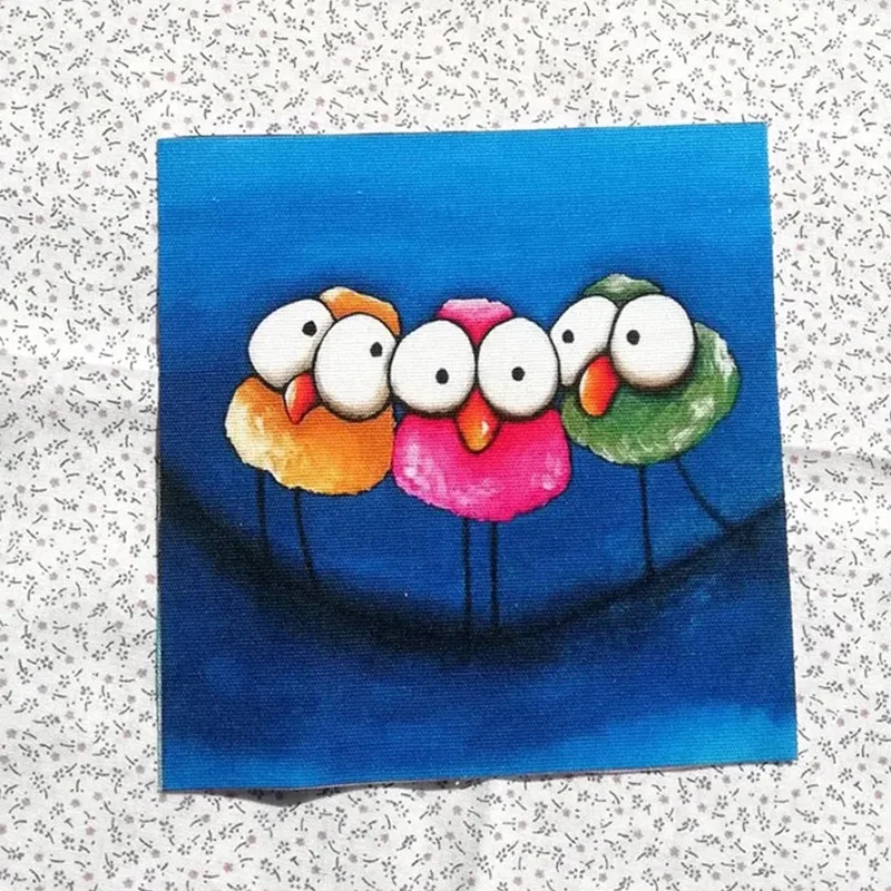 Cute Cartoon Printing Handmade Cloth DIY Couple Bird Pure Cotton Canvas / Hand Dyed Patchwork Cloth Digital Printing 15*15
