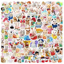 100pcs sylvanian family Stickers Anime Animal Paster Classic Toy Book etichetta di cancelleria scatola per bagagli tazza d'acqua decorazione regalo