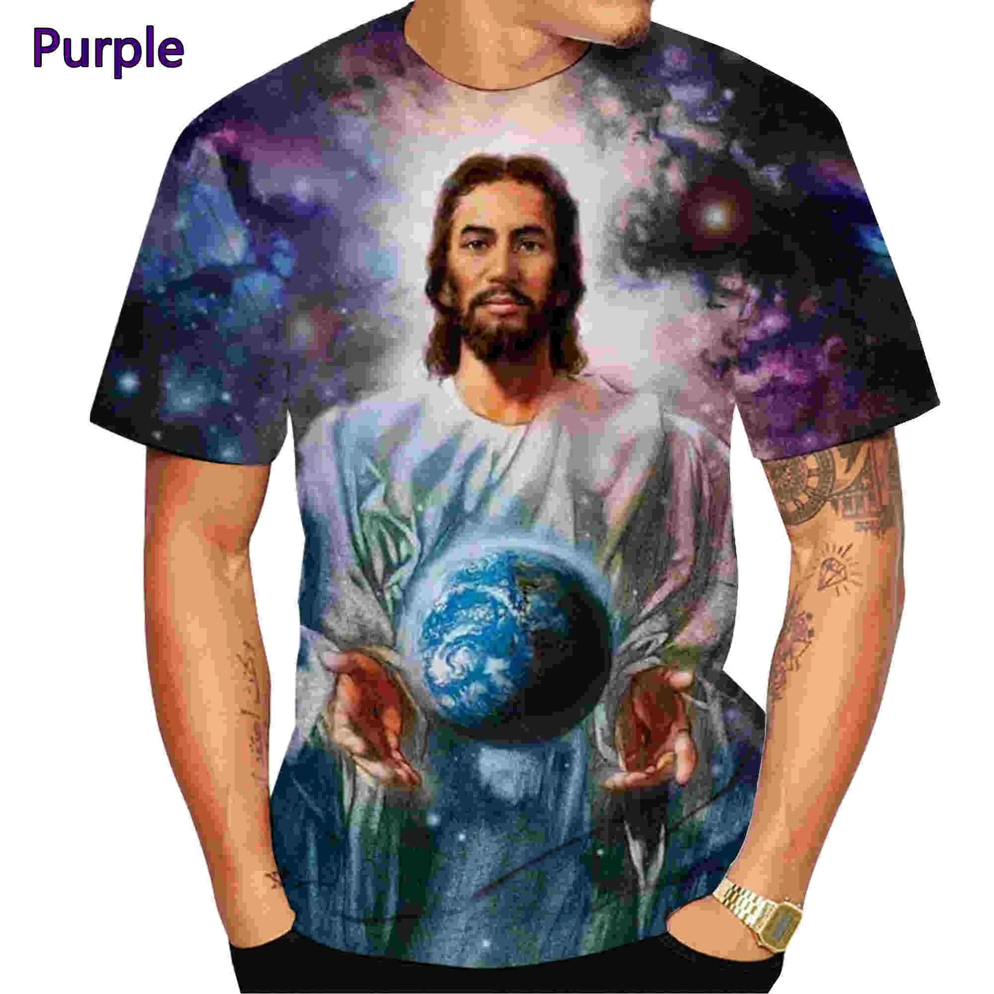 God! About Jesus Love Everone Christian Men\'s Round Neck Casual Short Sleeve T-Shirt, Cross Jesus Pattern Printed T-Shirt Top