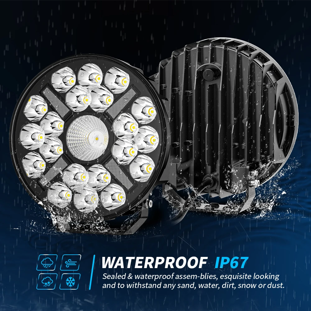 

CHROMIX 9-дюймовые круглые фары, аксессуары для бездорожья, прожектор 12-24 В, IP67, аксессуары для тяжелых грузовиков, освещение, ходовые огни