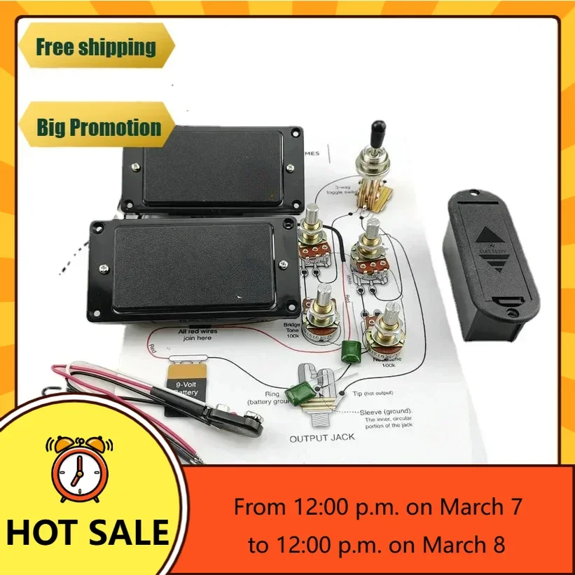 Q-X- Music Store--brand new-Guitar Pickup 81/85 Active Pickup Double Coil 9V Battery Powered Electric Guitar Pickup