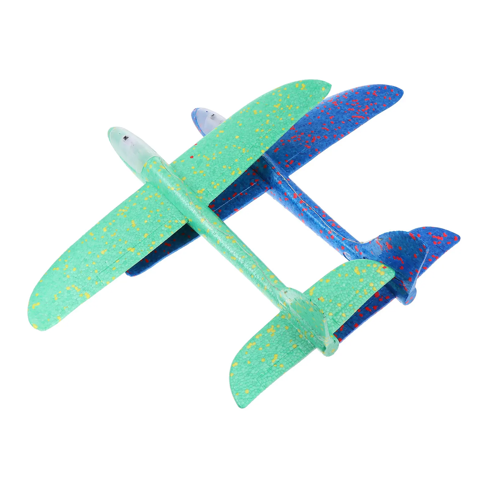 

2 Pcs Luminous Airplane Toy Foam Flying Glider Planes Outdoor Kids Toys Party Gifts Sturdy Plastic Easy Assemble Non Remote