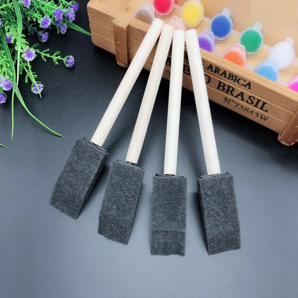

2 Inch Painting Sponge Brush Sponges Drawing Stains Acrylics Wood Handle Disposable Hobbies Crafts Projects