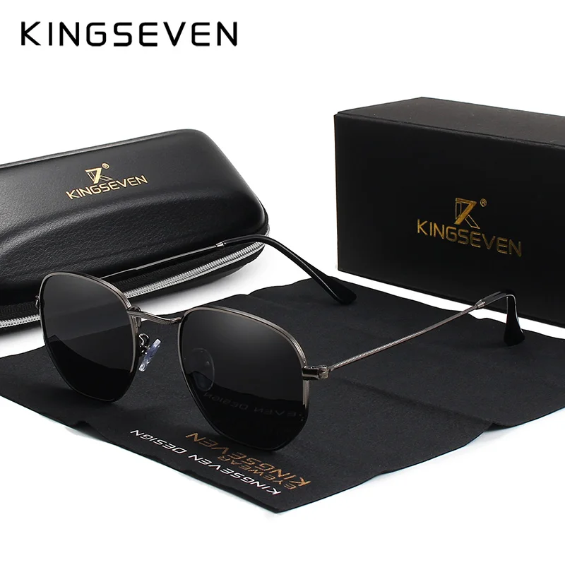 KINGSEVEN Classic Designer Round Sun glasses Female Retro Reflective Sunglasses Men Round Polarized Eyewear Oculos De Sol gafas