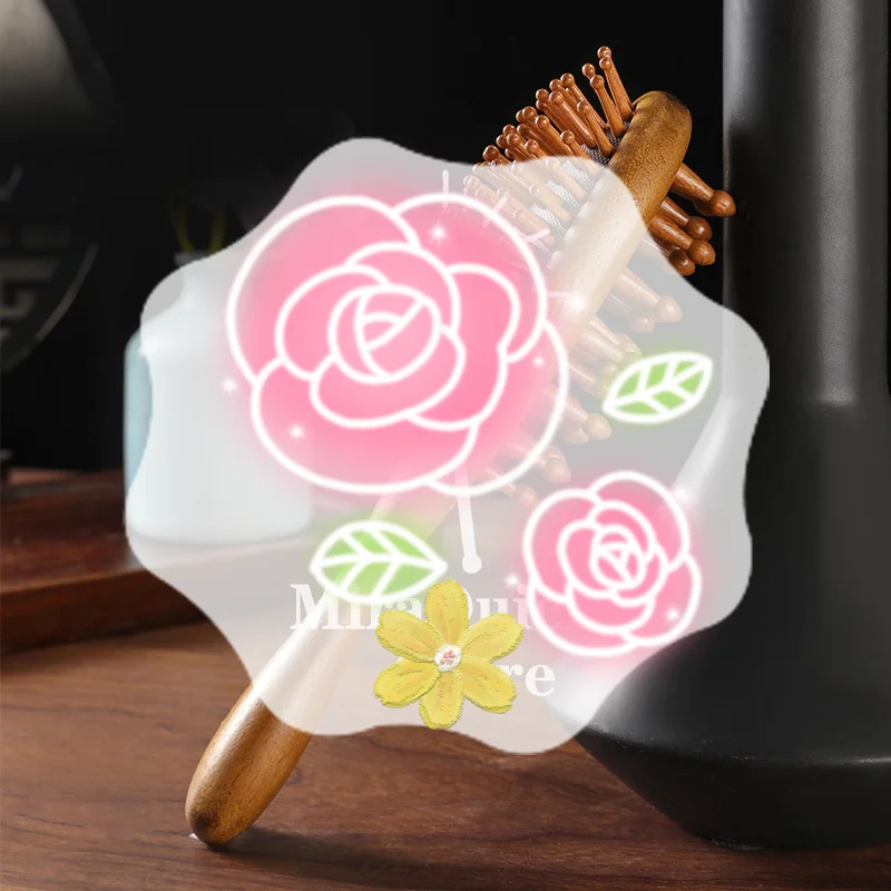 

Double Sided Sandalwood Air Bag Comb Anti Static Scalp Massage Wood Comb Head Blood Circulation Nose Comb Brush Curly Hair