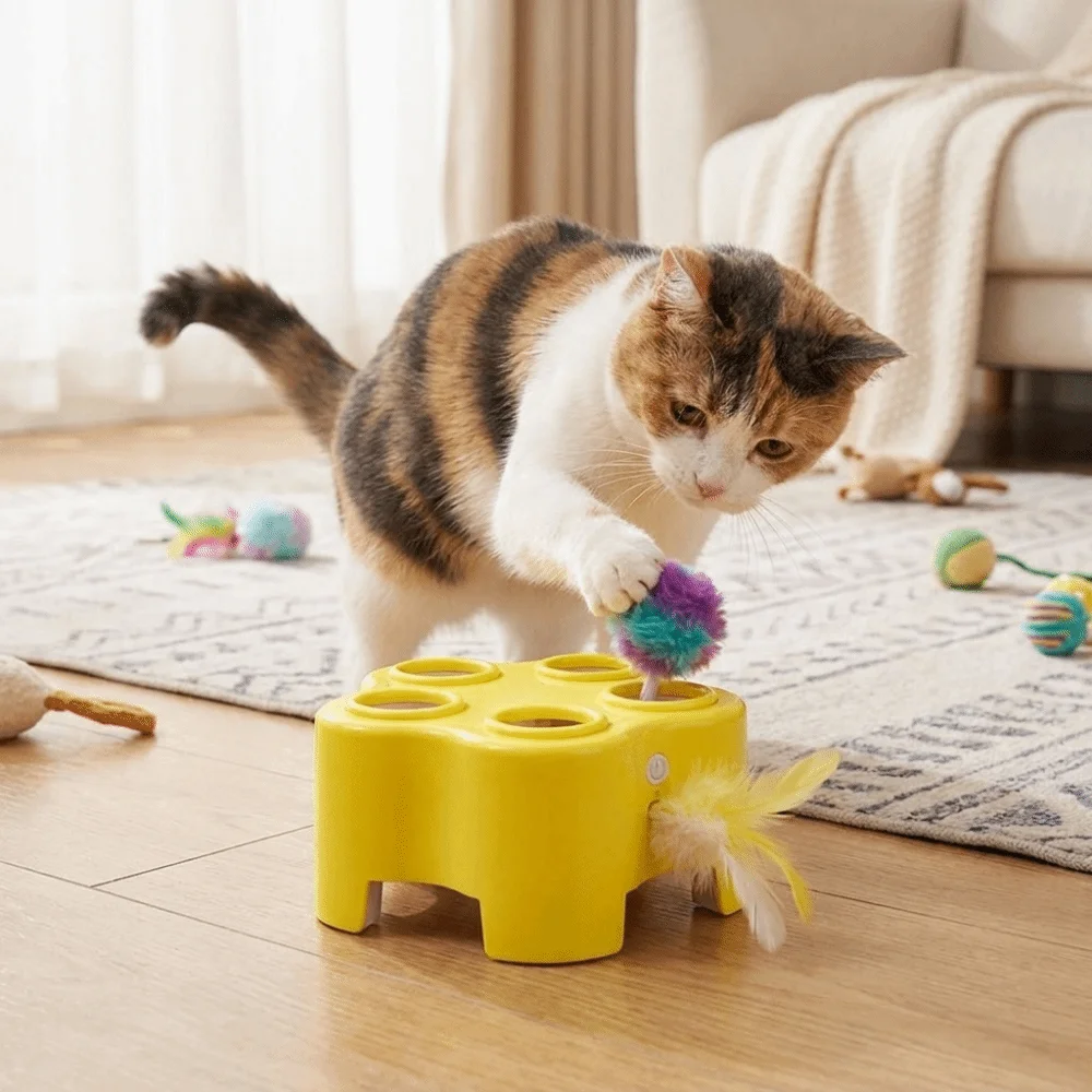 Simulation Whack Mole Cat Funny Interactive Electric Cat Multi Hole Game Scratch Resistant Cat Entertainment Indoor Playing