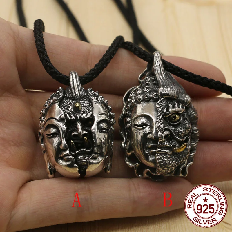 S925 Sterling Silver Pendant Personalized Fashion Retro Chinese Style  Punk hip-hop design internet celebrity jewelry