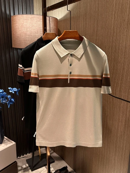 

Engli Gentleman High Densi 6 Needle Knit ort Sve T-irt Summer New Sle Men's Turn-down Collar Faionable Urban ...